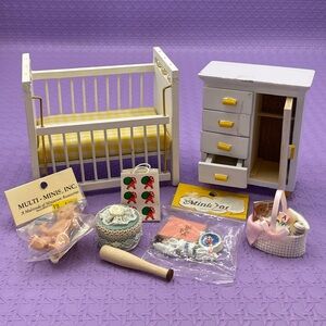 Vintage 90s mini collectables baby room miniature set/ lot